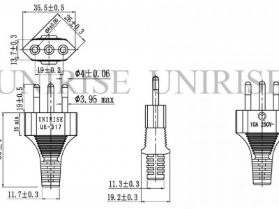 意大利IMQ三插电源线UE-317图2